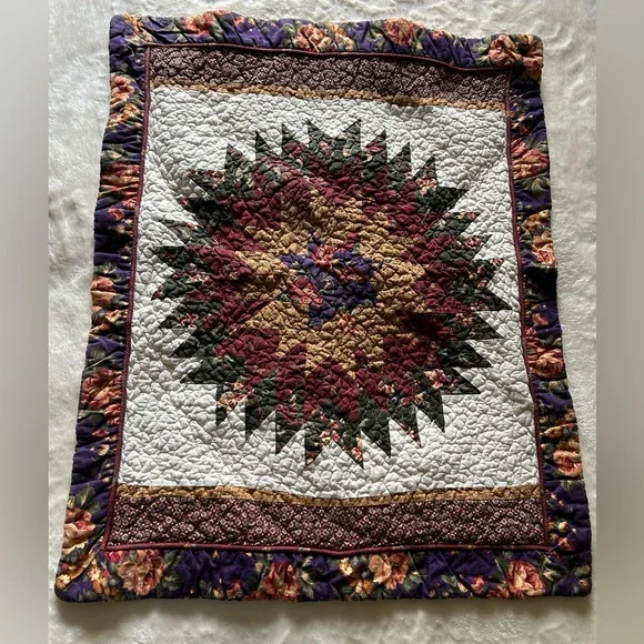 floral patchwork quilted pillow sham set
