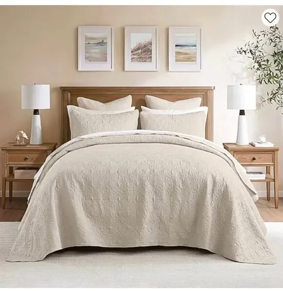 NEW! Madison Park Mansfield Queen Size Ivory 3pc Bedspread Set