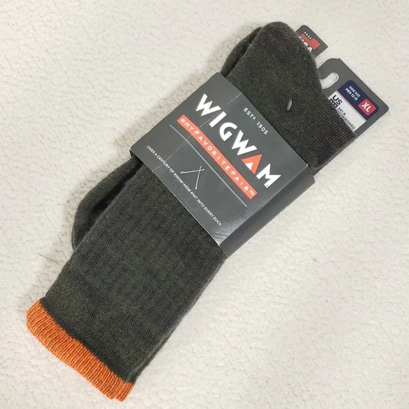 Wigwam Socks Mens XL (12-15) Green Orange Merino Wool The Gamekeeper USA Made