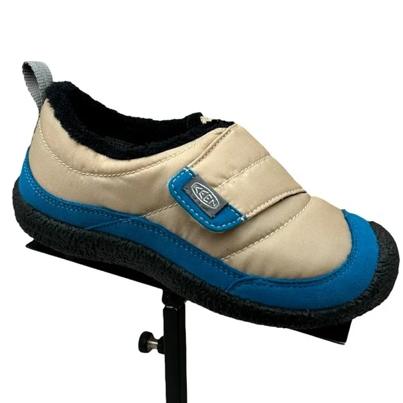 KEEN Howser‎ Little Boys Faux Fur Lined Slippers Size 12 Blue-Beige Warm Shoes