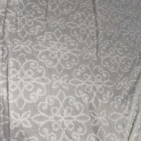 Vintage Madison Park White Chenille Floral Bedspread 2 Shams Boho 121X101 King
