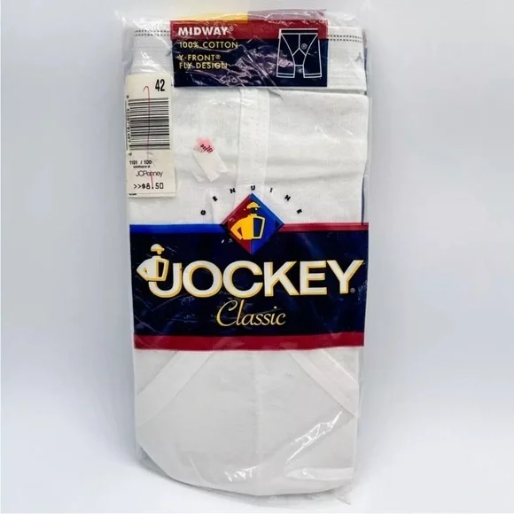 Vintage 1996 Jockey Classic Midway 100% Cotton Front Fly‎ Design Size 42