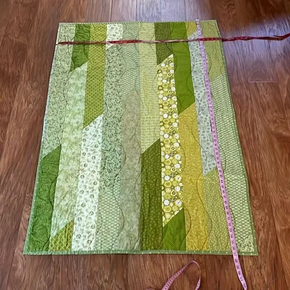 Stitches For Kids Quilt 57 In X 38 In Rectangle Green Orange Yellow Cotton