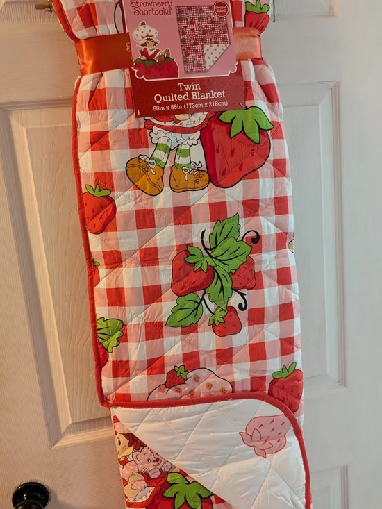 Strawberry Shortcake Twin Quilted Blanket Doble Sided Comforter 68 x 86 Inch New