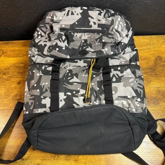 Timberland Graphic‎ Pattern Grey Black Canvas Rucksack Backpack Mens OS