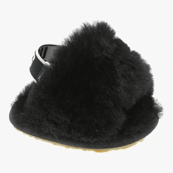 Ugg Baby Fluff Year Black Slide Slipper Size 0-1