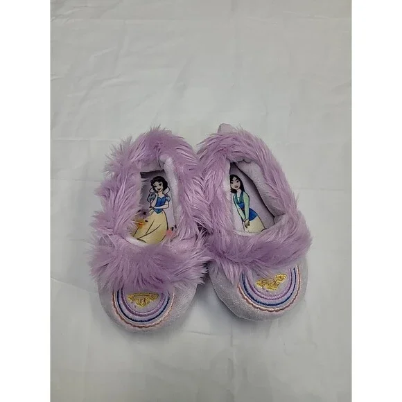 Disney‎ Princess Toddler Girl Snow White Mulan Cozy Faux Fur Slippers 7/8 Purple