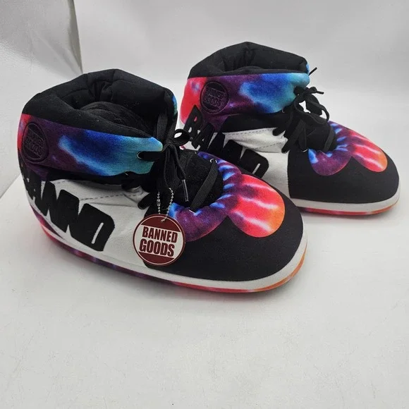 Banned Goods Plush High Top Sneaker Slippers Tie Dye Galaxy Adult One Size NWT