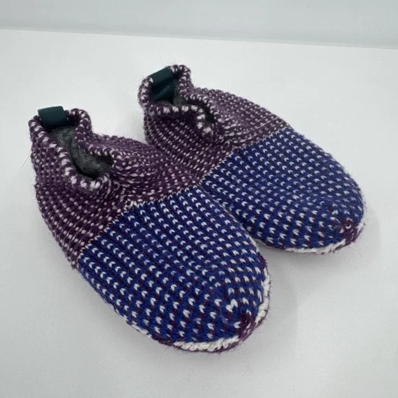 Bombas Gripper Slipper‎ Socks Lined Kids Toddler Size 8-10 Knit Purple