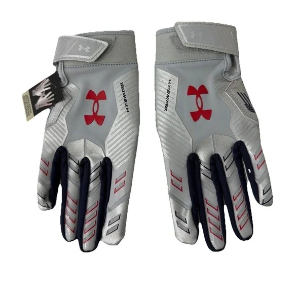 Under Armour Boys' F9 Novelty Football Gloves, Gray /silver Size YL New
