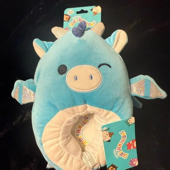 Squishmallows Blue and Cream Dragon Slippers