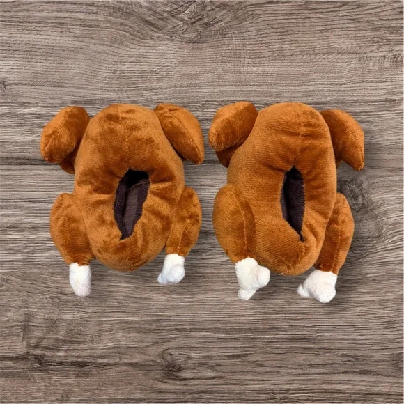 Adorable Turkey Kids Slippers - Brown and White