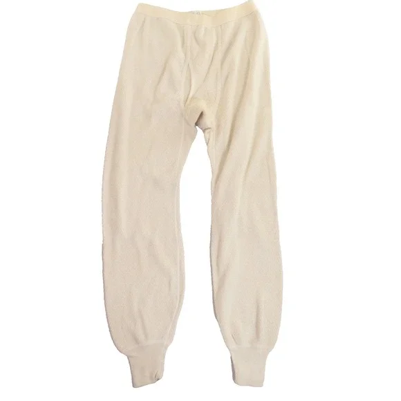 Morgan Mills Thermal Pants Waffle Knit Base Layer Off White Cotton Blend Men XL‎