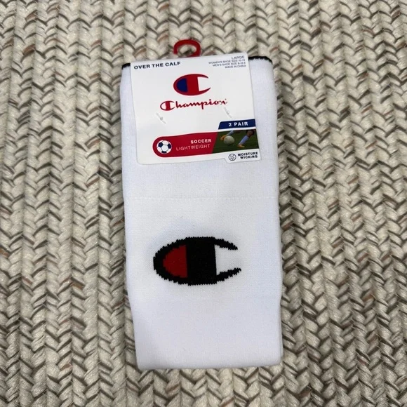 NWT Champion White Over the Calf Soccer Socks - 2 pairs