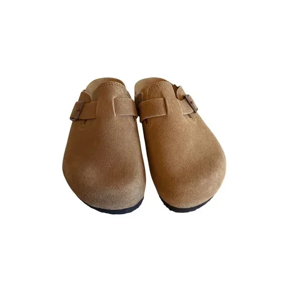 Tan Suede Clogs For Kids 8.15