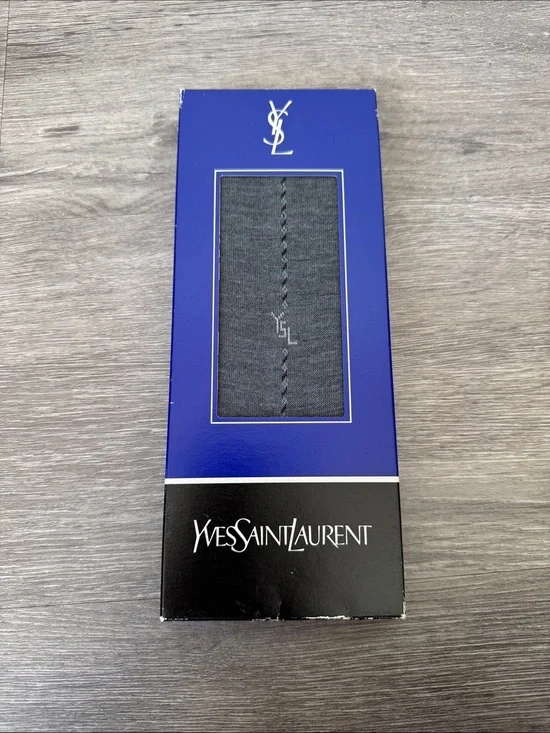 Vintage Yves Saint Laurent Grey Men’s Dress Sock in Original Sealed Box