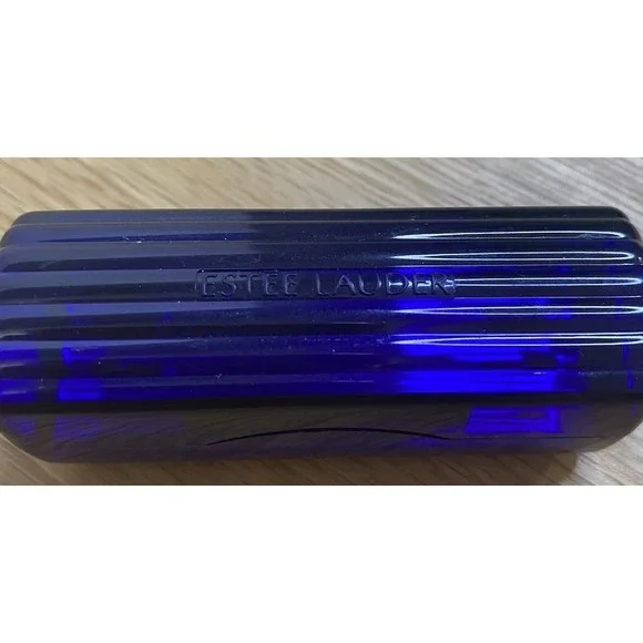 Vintage Estee Lauder Cobalt Blue Full Lipstick Case Mirror Iconic Ribbed Sleek‎