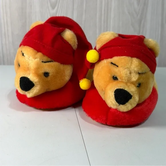 Vintage Winnie The Pooh Bear‎ Sleepy Time Bedtime Plush Slippers Baby Size 1/2