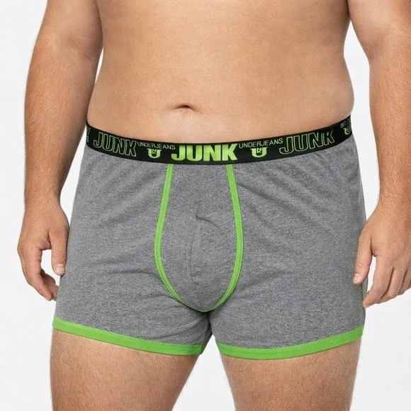 JUNK Underjeans Men's Grey Boxer Briefs Trunk Style Size 4XL/XXXXL NWT
