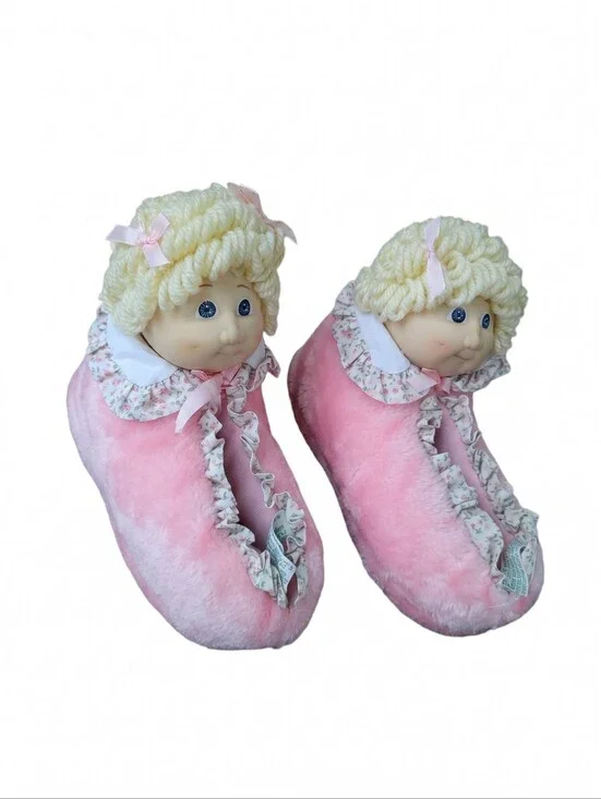 Vintage Rare 1984 Plush Cabbage Patch Slippers in Light Pink