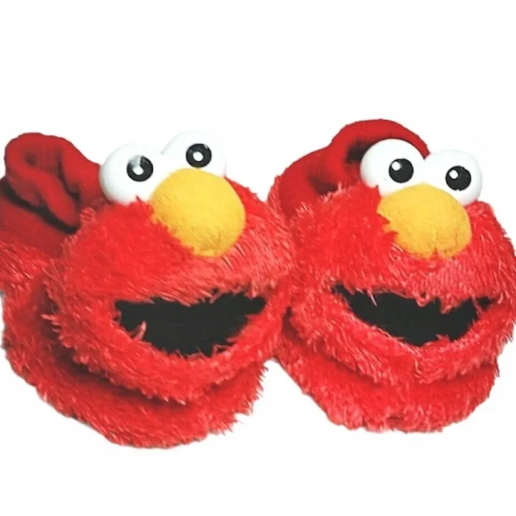 Elmo Fuzzy SockTop Slippers Sesame Workshop Character House Shoes Toddler M 7/8