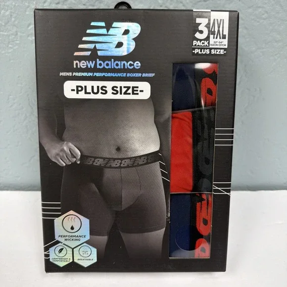 New Balance Men's Premium Performance Boxer Briefs‎ 3-Pack Size 4XL 52