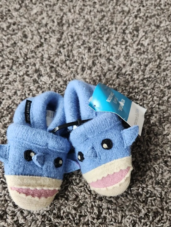 New  Garnet Hill Baby Boiled Wool Shark Slippers, 0-6 Months