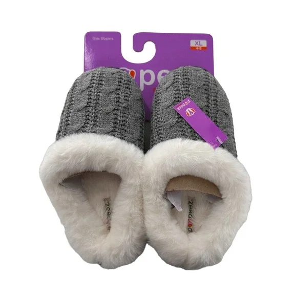 Pupeez Girls Slipper‎ Cozy Comfort Warm Quilted Fleece Clog House Shoe XL 4-5