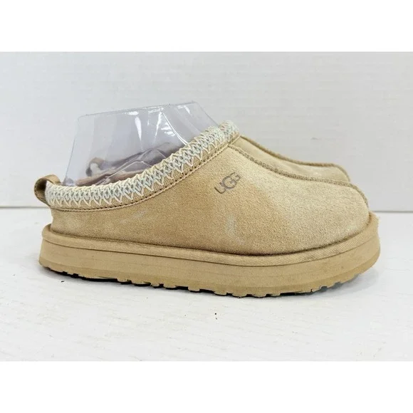 UGG Tazz Platform Slippers Mustard Seed Suede Youth US 4 Kids 1143774K