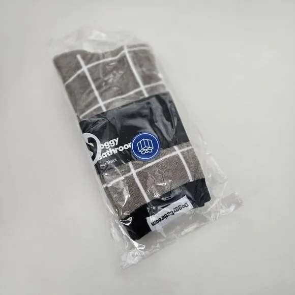 One Pair Wool‎ Blend Taupe/White Square Pattern Doggy Bathroom Crew Socks