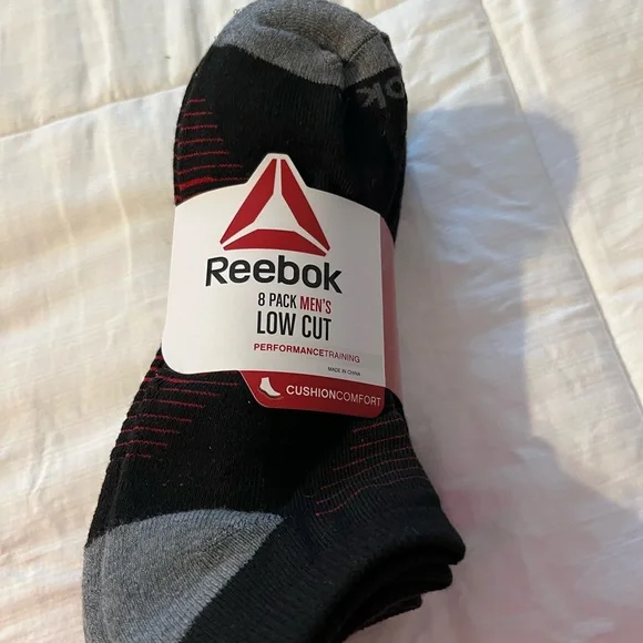 Reebok Men's Athletic Socks - Black, Gray, and Red New please see size in pic