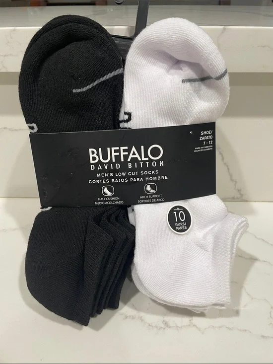 Buffalo David Bitton Low Cut Athletic Socks - Black & White (10 Pairs)