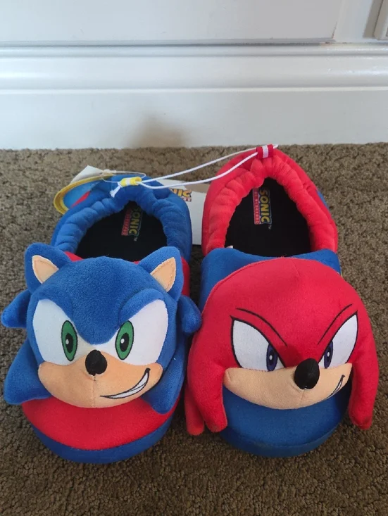 Boys Girls SONIC The Hedgehog & Knuckles Slippers Size 13/1 2/3 4/5 NWT