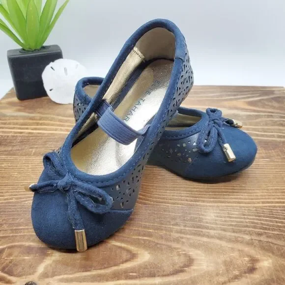 Elie Tahari Sporty Ballet Flats Navy Blue 5Y