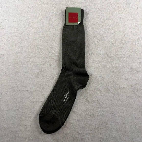 Cole Haan Mens Olive Green Vertical Ribbed Over The Calf Dress Socks A31956