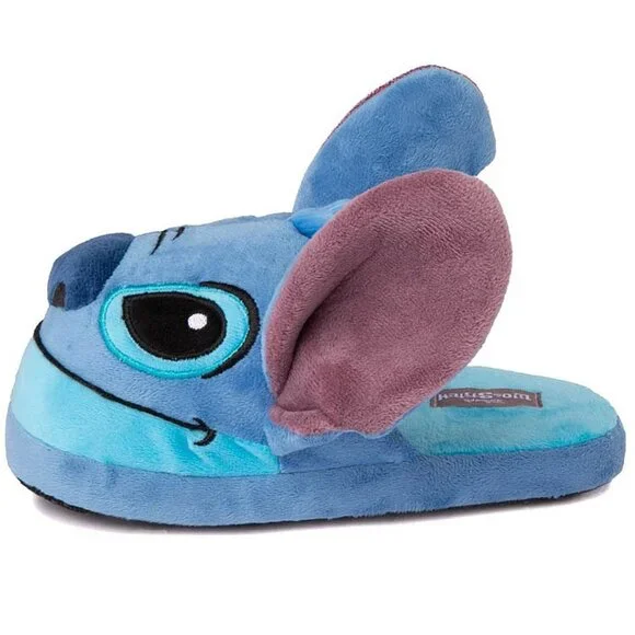 Boys Girls Disney Lilo & STITCH 3D Plush Slippers Size 4/5 Movie Face Scuff NWT
