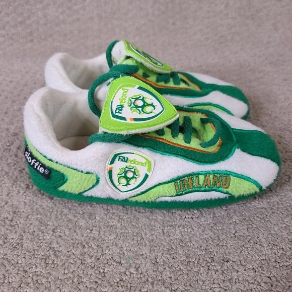 Sloffie Shoes Kids XXS I11-13 Ireland Soccer Slippers Green‎ White Shamrocks