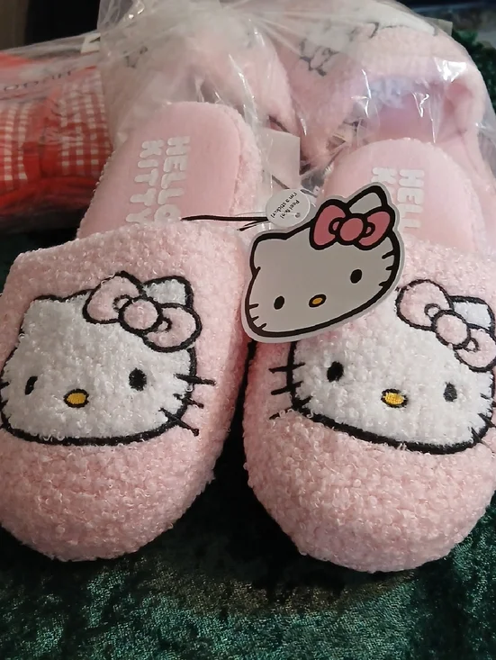 Hello Kitty Pink Fuzzy Slip-On Slippers