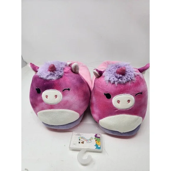 Squishmallows Girls Unicorn Plush Slipper Purple Poly Blend Size XL 4/5 Relaxed