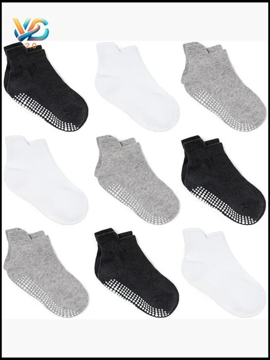 Baby Non Slip Grip Ankle Socks with Non Skid Soles for Infants Toddlers Kids