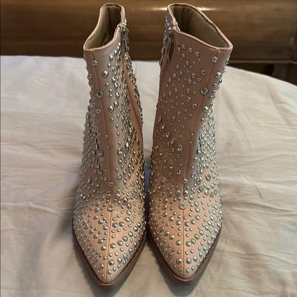 Corkys Blush Silver and Crystal Ankle Booties‎ Size 8