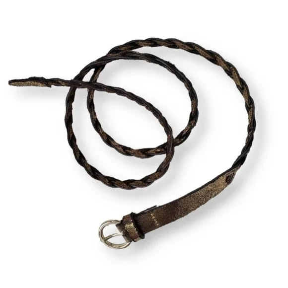 Faux Leather Braided Belt Glitter Size S/M