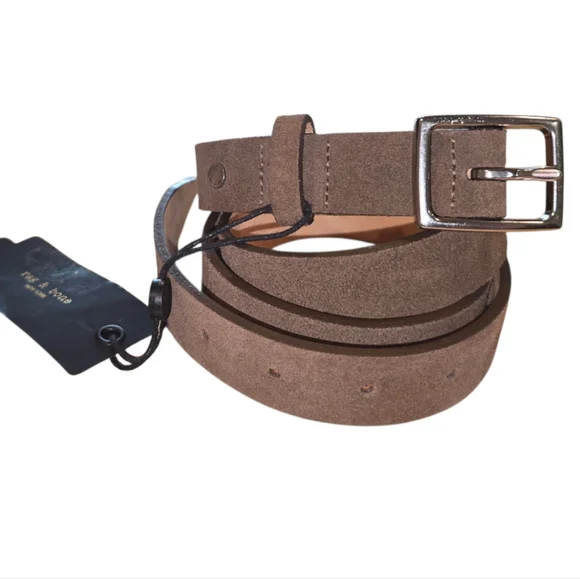Rag‎ & Bone New York Suede Leather Skinny Belt Designer Silver Buckle Meduim New