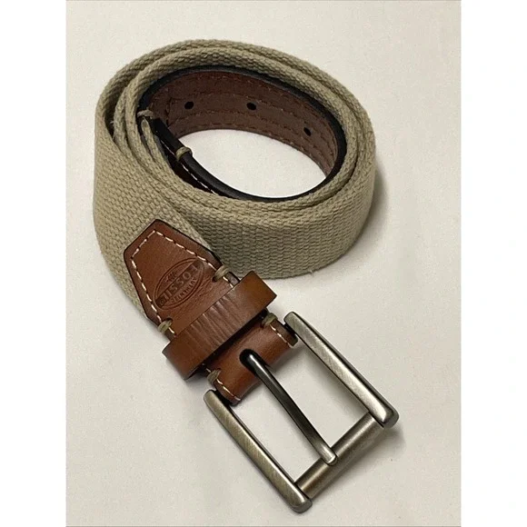 FOSSIL BEIGE CANVAS‎ LEATHER METAL BUCKLE SIZE 38
