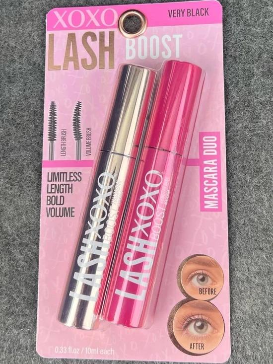 XOXO Lash Boost Mascara Duo. Length brush/ Volume brush. Very Black.