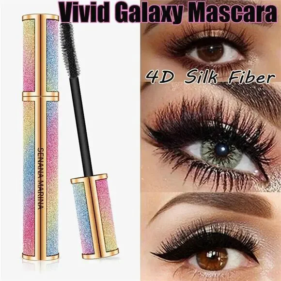 2 Pk 4D Silk Fiber Mascara – Waterproof, Thick Long Lashes, Vivid Galaxy Effect