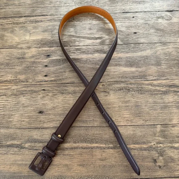 Lauren‎ Ralph Lauren Dark Brown Italian Leather Belt Wrapped Buckle Large 38