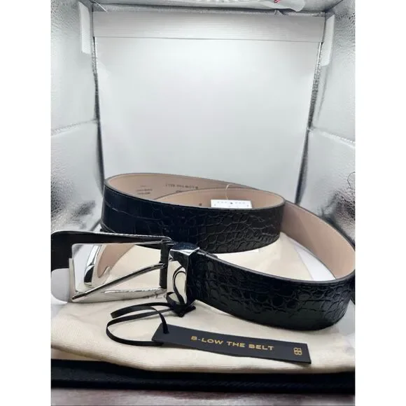 NWT B-Low The Belt Croc Black Leather Western Belt Silver Hardware Sz XL