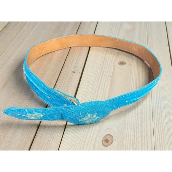Vintage White diamonds belt distressed turquoise 36