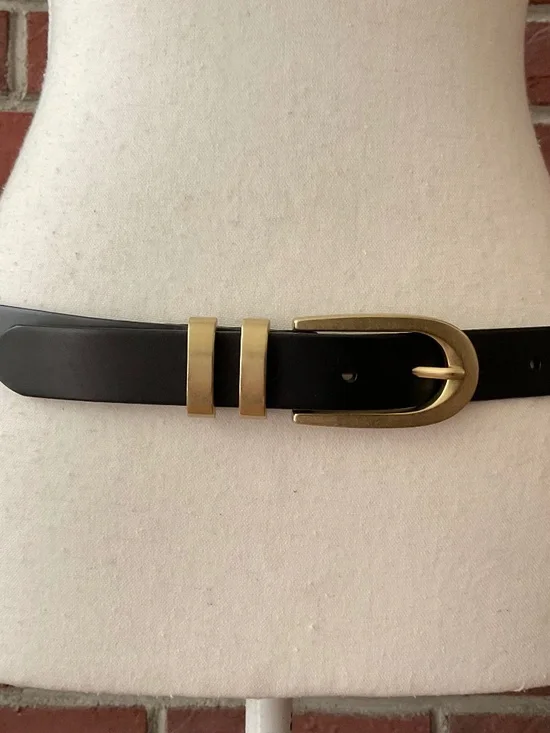 J.Crew Black Italian Leather Adjustable  Belt Size M